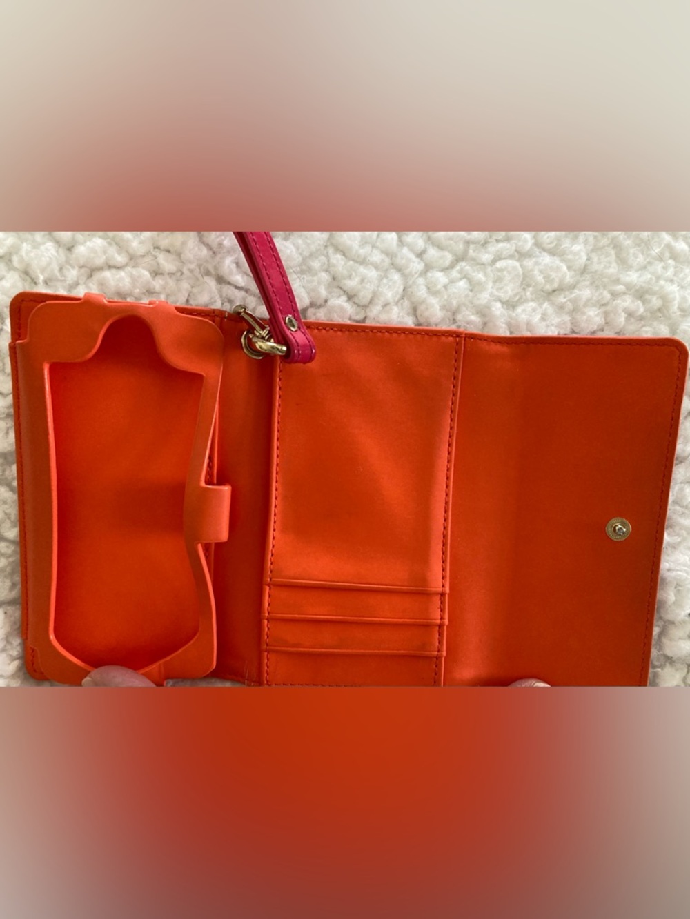 kate spade small hot pink wristlet wallet with gold plaque, shiny patent fabric - Picture 5 of 7
